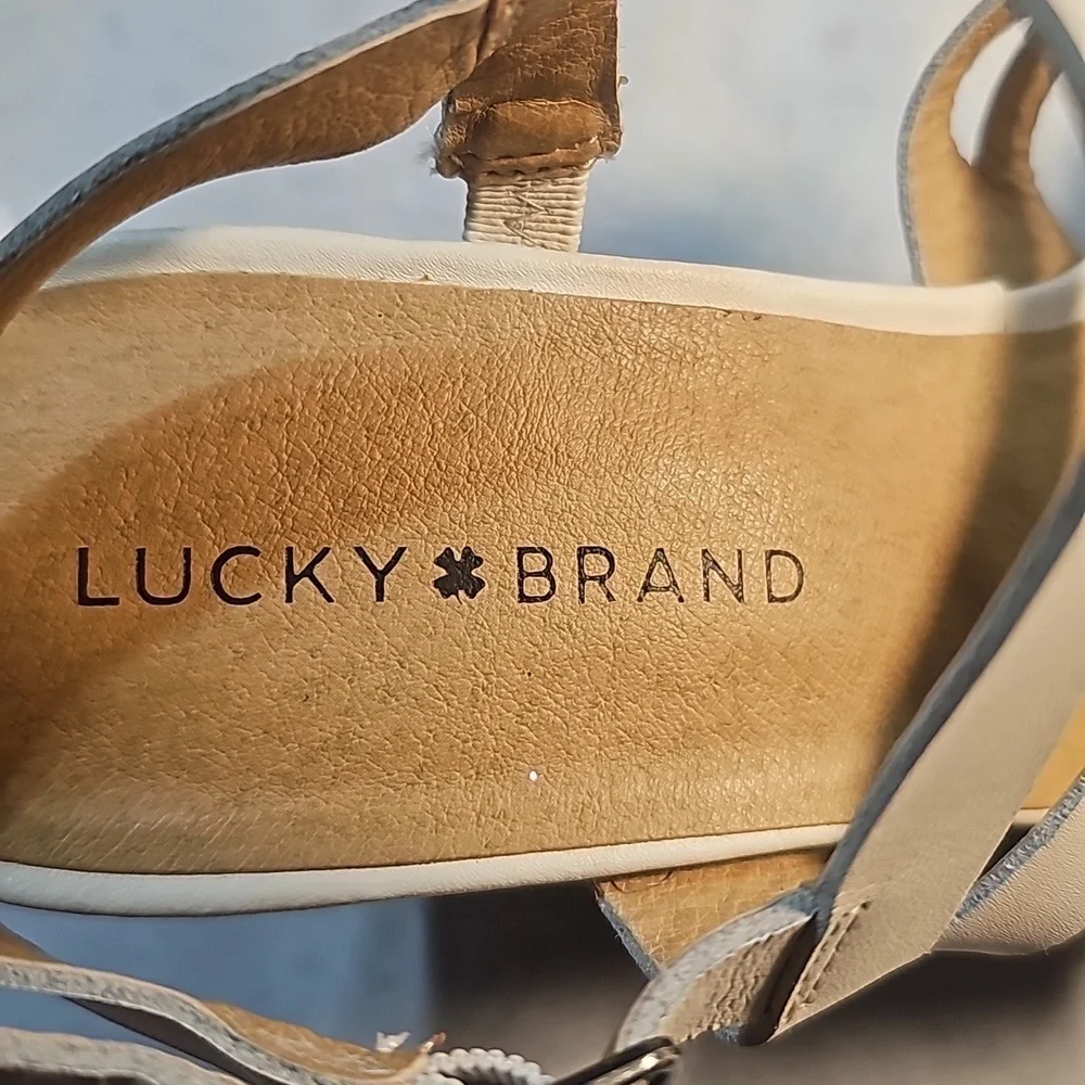 Lucky Brand Leather Strappy Wedged Sandals